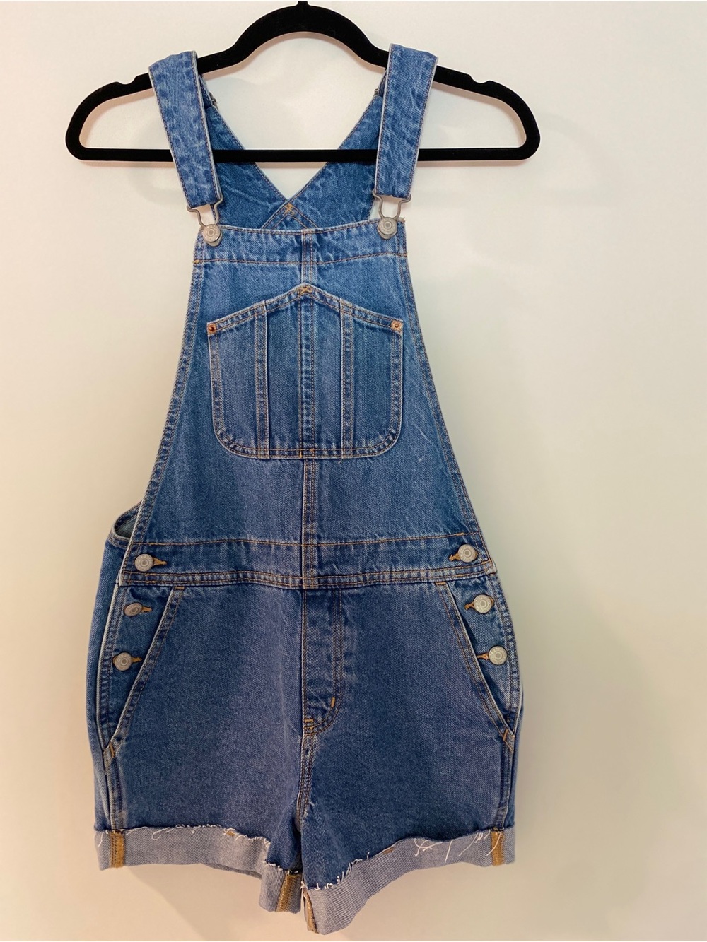 Old Navy Denim Shortalls | Medium Wash Cotton Overalls | Women's XS